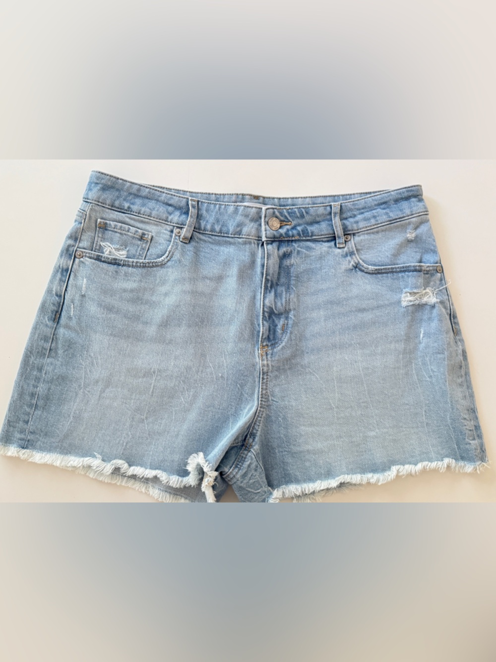 LOFT Light Blue Denim Shorts with Frayed Detailwomens LOFT denim